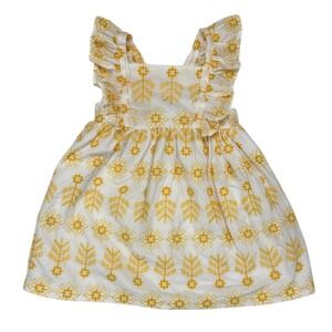 Bonnie Jean Embroidered Ruffle Easter Sun Dress Kids 3T White Yellow Boho Summer